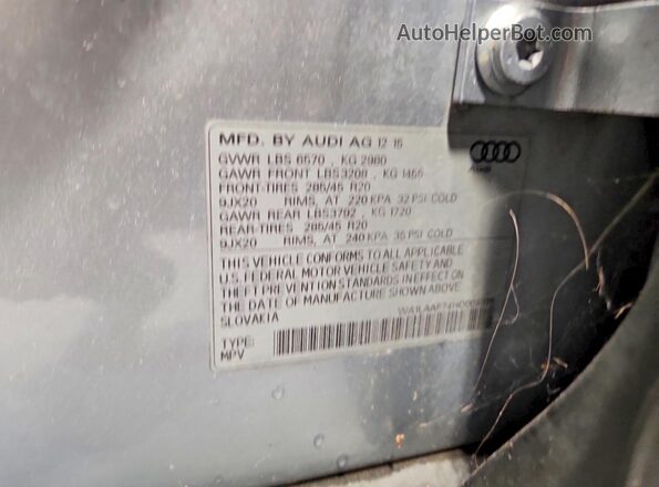 WA1LAAF74HD004975 2017 AUDI Q7 Silver Vista de la etiqueta del VIN