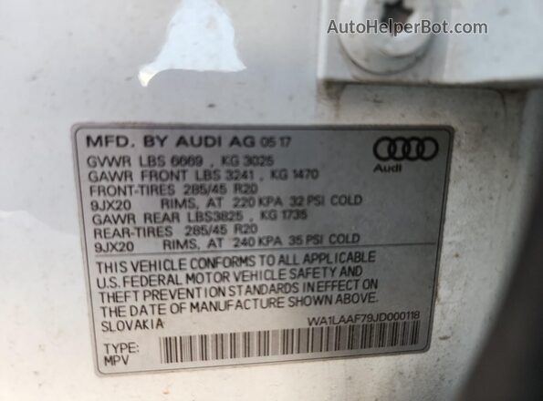 WA1LAAF79JD000118 2018 AUDI Q7 Бежевый Панорамный вид салона 360°