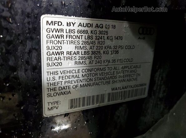 WA1LAAF7XJD028834 2018 AUDI Q7 Черный Вид подкапотного пространства