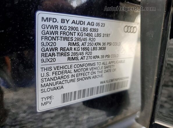 WA1LCBF70PD023344 2023 AUDI Q7 Black Вид наклейки з VIN-кодом