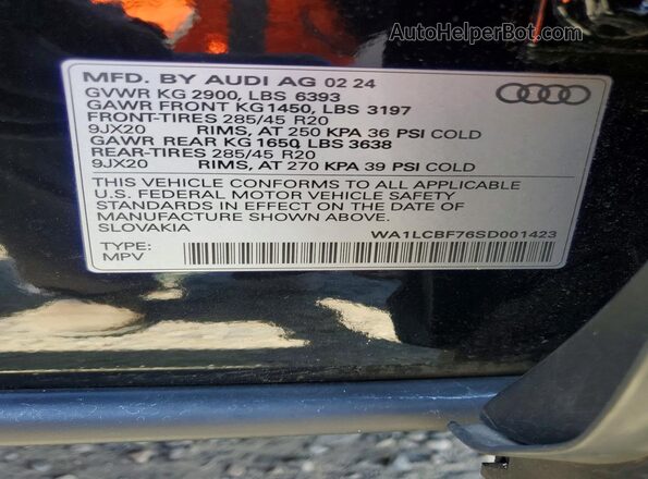 WA1LCBF76SD001423 2025 AUDI Q7 Black Vista interior de 360 grados