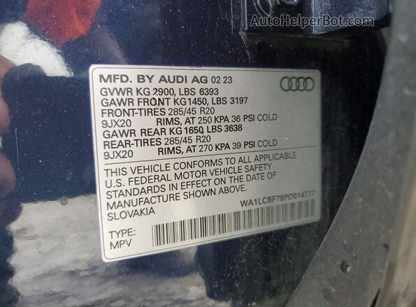 WA1LCBF78PD014777 2023 AUDI Q7 Blue 360 interior view
