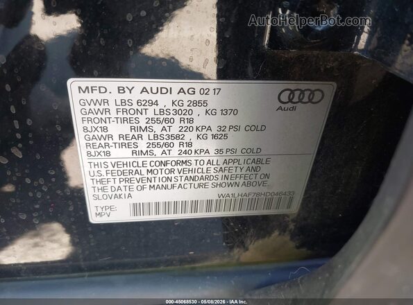 WA1LHAF78HD046433 2017 AUDI Q7 Черный Вид подкапотного пространства