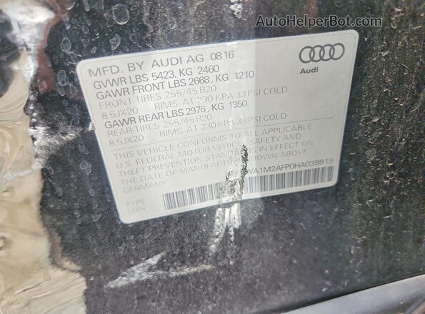 WA1M2AFP0HA039919 2017 AUDI Q5 Черный Вид наклейки с VIN-кодом