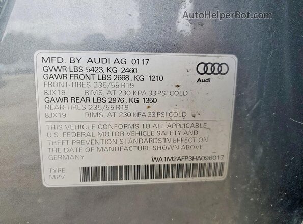 WA1M2AFP3HA096017 2017 AUDI Q5 Gray Սալոնի 360 աստիճան տեսք