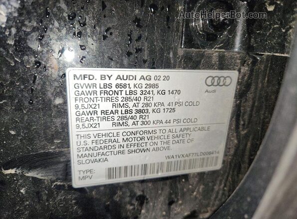 WA1VXAF77LD006414 2020 AUDI Q7 Черный Вид наклейки с VIN-кодом
