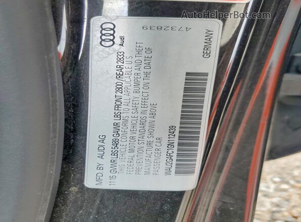 WAU2GAFC1GN112439 2016 AUDI A7 Черный Вид наклейки с VIN-кодом
