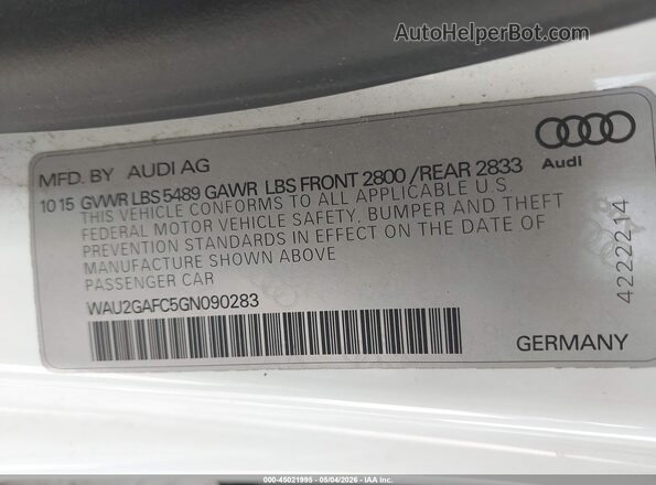 WAU2GAFC5GN090283 2016 AUDI OTHER Белый Вид подкапотного пространства