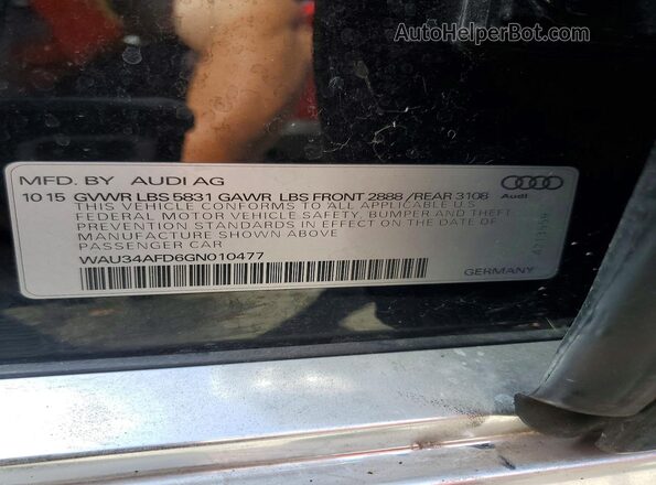 WAU34AFD6GN010477 2016 AUDI A8 Black Vista del compartimento del motor