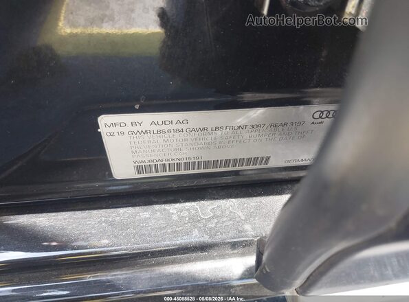 WAU8DAF80KN015191 2019 AUDI OTHER Черный Вид подкапотного пространства