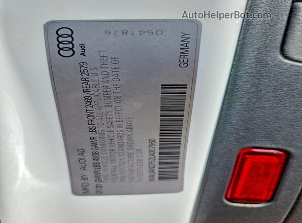WAUANCF52LA007960 2020 AUDI A5 White Вид підкапотного простору