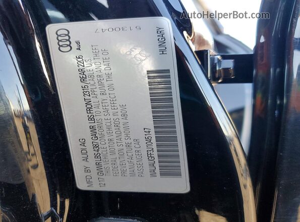 WAUAUGFF3J1045147 2018 AUDI A3 Black Vista del compartimento del motor
