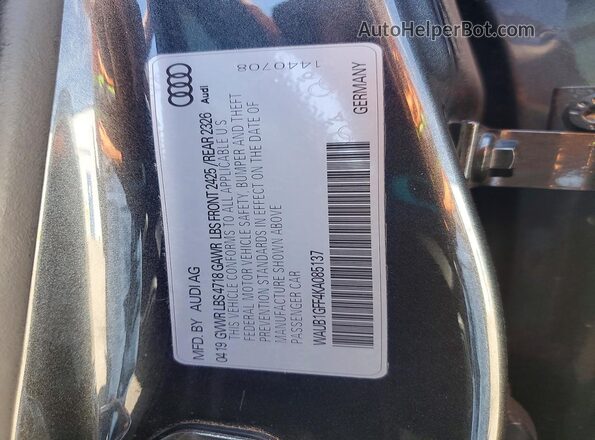 WAUB1GFF4KA085137 2019 AUDI S3 Gray Widok komory silnika