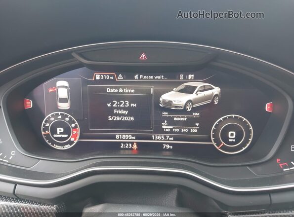 WAUB4AF40JA128602 2018 AUDI S4 Gray Вид задніх сидінь