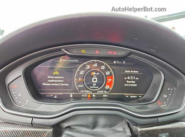 WAUB4AF46KA051901 2019 AUDI S4 Gray Սարքավորումների վահանակի տեսք