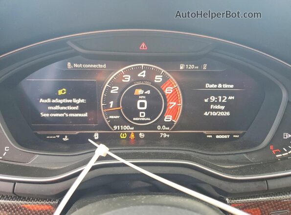 WAUB4AF46KA078595 2019 AUDI S4 White Widok zestawu wskaźników