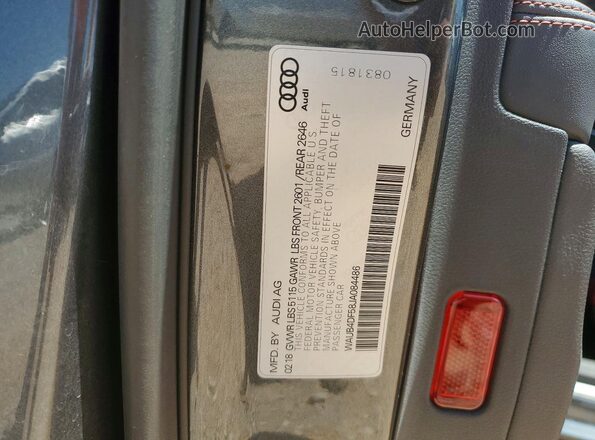 WAUB4DF58JA084486 2018 AUDI S5 Gray Engine compartment view