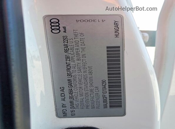 WAUB8GFF1G1044290 2016 AUDI A3 White Вид підкапотного простору