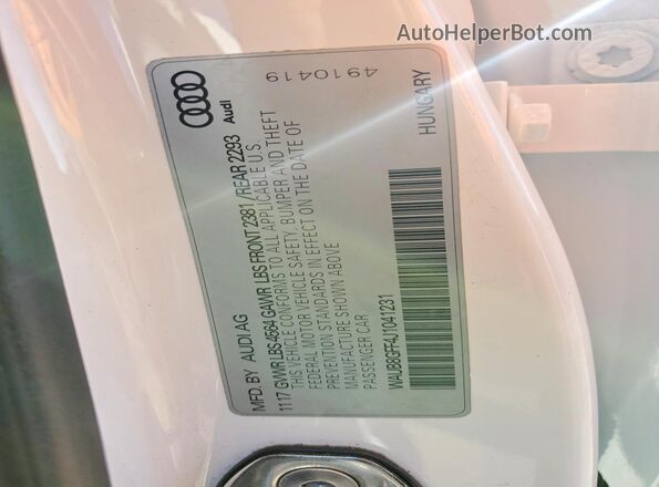 WAUB8GFF4J1041231 2018 AUDI A3 Белый Вид подкапотного пространства