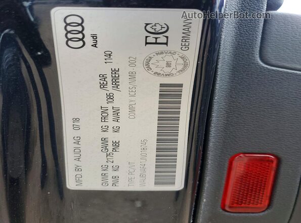 WAUBNAF41JN018745 2018 AUDI A4 Blue Widok komory silnika