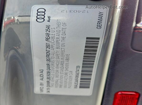 WAUC4AF49KA074139 2019 AUDI S4 Фиолетовый Вид подкапотного пространства