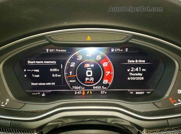 WAUC4CF5XJA072189 2018 AUDI S5 Silver Instrument cluster view