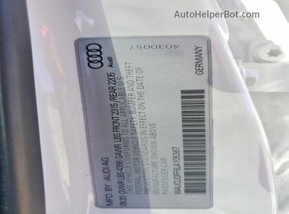 WAUCUGFF6LA105367 2020 AUDI A3 Черный Вид подкапотного пространства