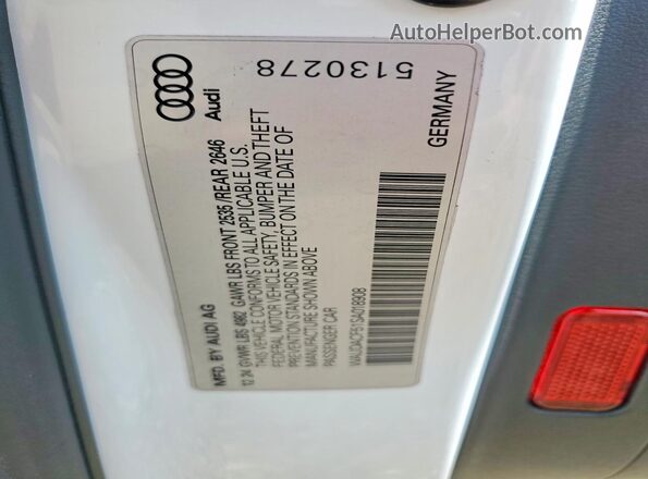 WAUDACF51SA018908 2025 AUDI A5 White Widok naklejki z numerem VIN