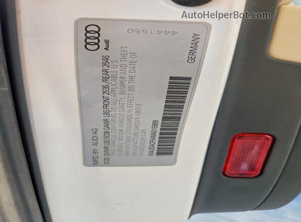 WAUDACF54MA015889 2021 AUDI A5 White VIN კოდის სტიკერის ხედი