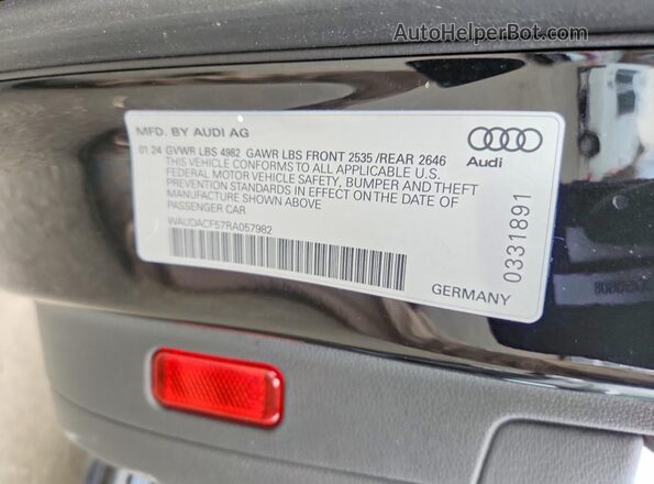 WAUDACF57RA057982 2024 AUDI A5 Black Widok naklejki z numerem VIN