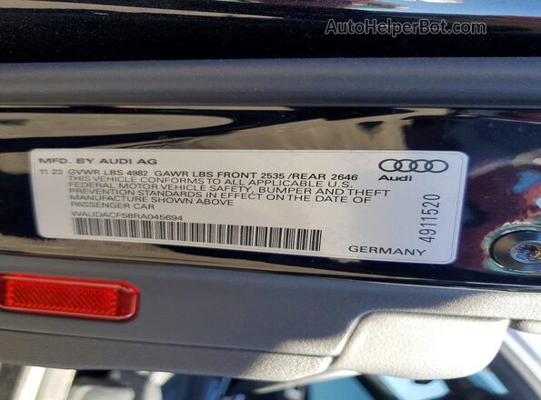 WAUDACF58RA045694 2024 AUDI A5 Black VIN კოდის სტიკერის ხედი