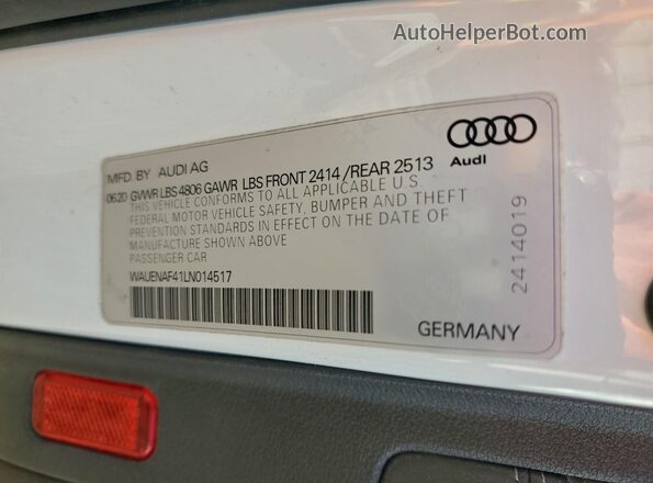 WAUENAF41LN014517 2020 AUDI OTHER White Շարժիչի բաժամունքի տեսք