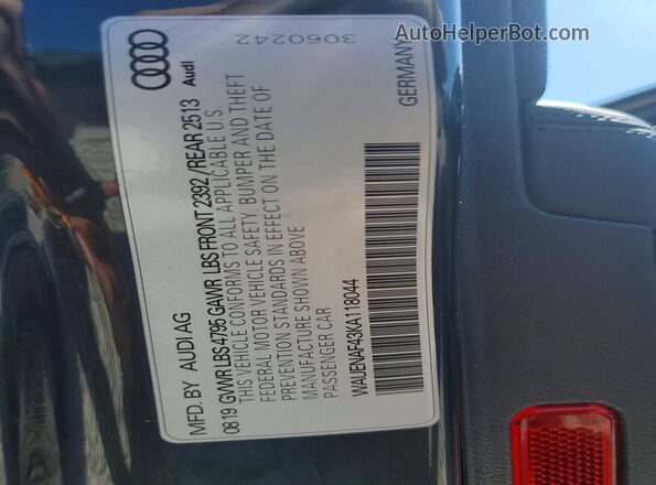 WAUENAF43KA118044 2019 AUDI A4 Серый Вид подкапотного пространства