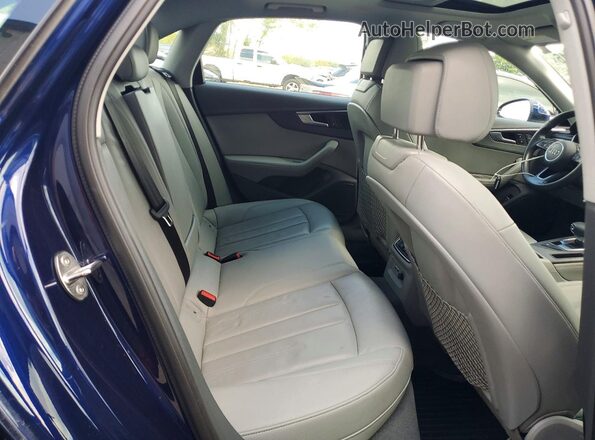 WAUENAF49KA008146 2019 AUDI A4 Blue უკანა სავარძლების ხედი