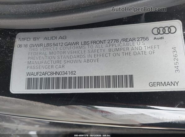 WAUF2AFC8HN034162 2017 AUDI OTHER Черный Вид подкапотного пространства