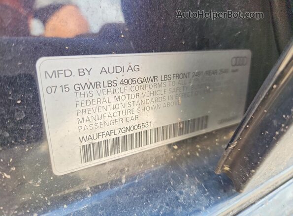WAUFFAFL7GN005531 2016 AUDI A4 Синий Вид наклейки с VIN-кодом