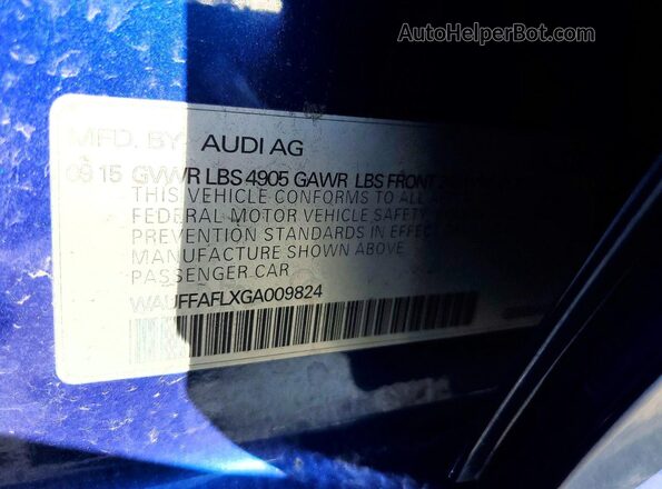 WAUFFAFLXGA009824 2016 AUDI A4 Blue ძრავის განყოფილების ხედი