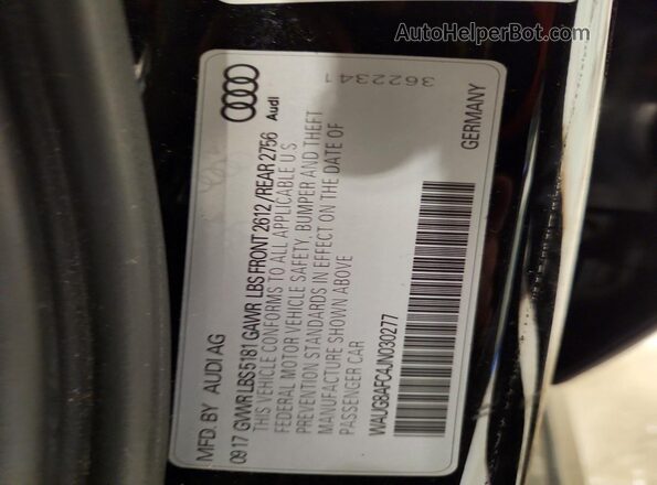 WAUG8AFC4JN030277 2018 AUDI A6 Черный Вид наклейки с VIN-кодом
