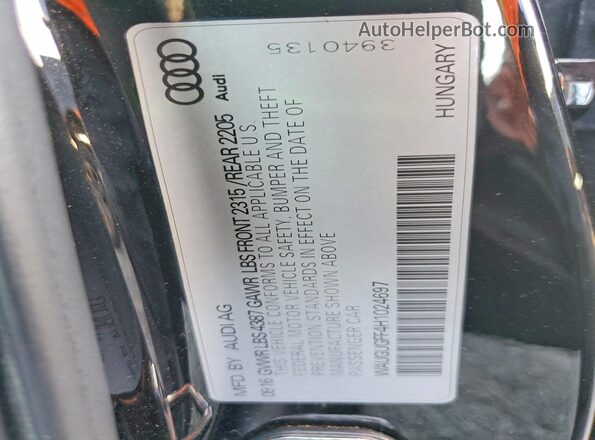 WAUGUGFF4H1024697 2017 AUDI A3 Black Вид підкапотного простору