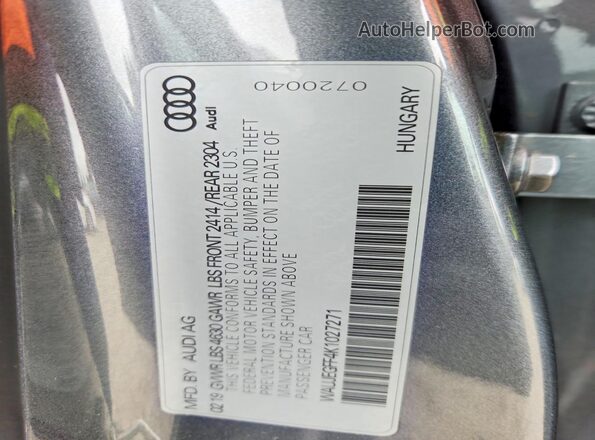 WAUJEGFF4K1027271 2019 AUDI A3 Серый Вид подкапотного пространства