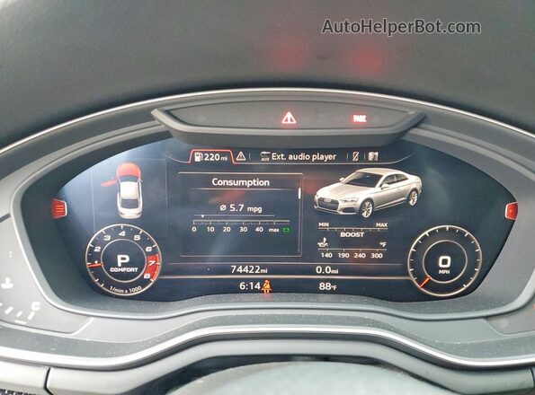 WAUR4AF53JA036357 2018 AUDI S5 Black ხელსაწყოთა პანელის ხედი