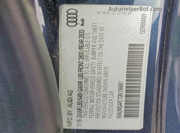 WAUWGAFC1GN106691 2016 AUDI A7 Blue Widok komory silnika