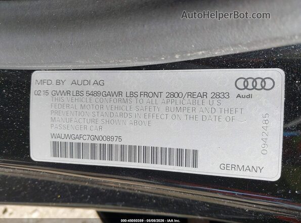 WAUWGAFC7GN008975 2016 AUDI OTHER Черный Вид подкапотного пространства