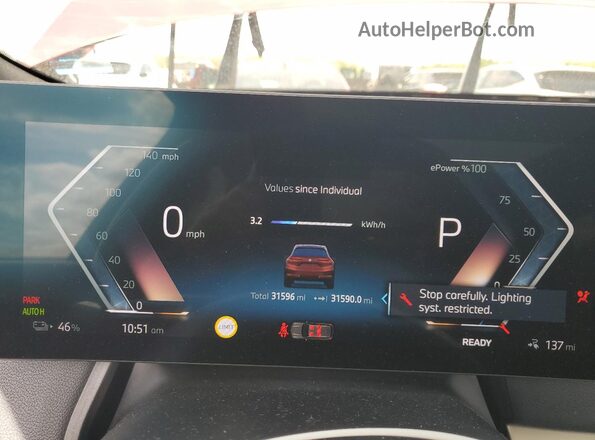 WB523CF00SCS46228 2025 BMW IX Burgundy Vista del cuadro de instrumentos