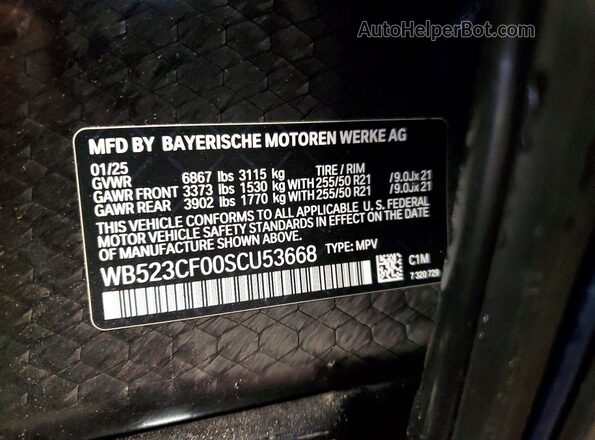 WB523CF00SCU53668 2025 BMW IX Blue Vista interior de 360 grados