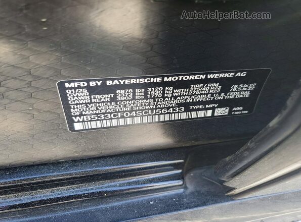 WB533CF04SCU56433 2025 BMW IX White VIN sticker view