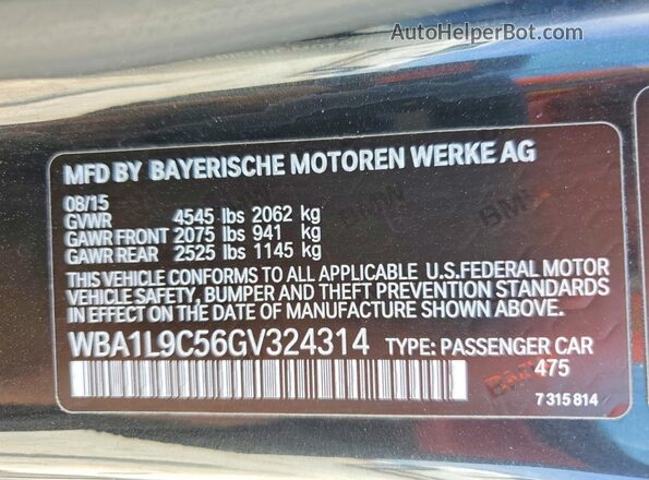 WBA1L9C56GV324314 2016 BMW OTHER Черный Вид подкапотного пространства