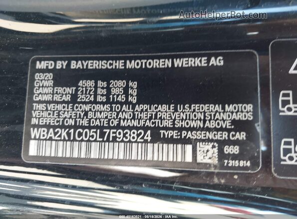 WBA2K1C05L7F93824 2020 BMW OTHER Черный Вид подкапотного пространства