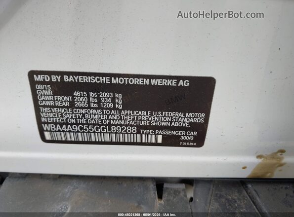 WBA4A9C55GGL89288 2016 BMW OTHER White Вид підкапотного простору