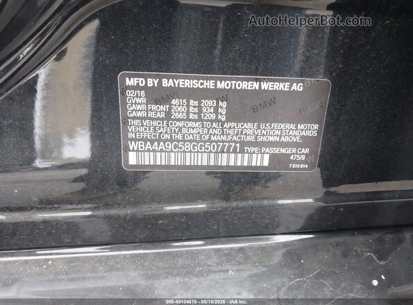 WBA4A9C58GG507771 2016 BMW OTHER Черный Вид подкапотного пространства
